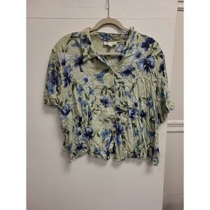 Dressbarn Woman Shirt 24W Plus Floral Button Short Sleeve‎ Top Blouse Sri Lanka